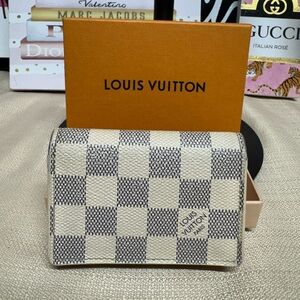 Louis Vuitton Checkered Wallet in Cream and Black